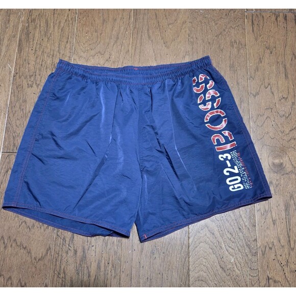 Hugo Boss Swim Shorts Mens Size Large Blue Beach Stretch Mesh Lined 5" Inseam - Picture 1 of 8